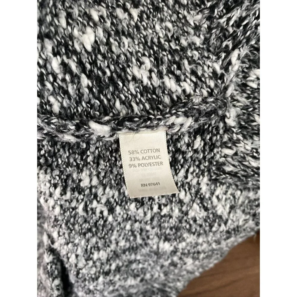 J Jill Cardigan Sweater Sz S Black White Chunky Pure Jill Pockets COtton